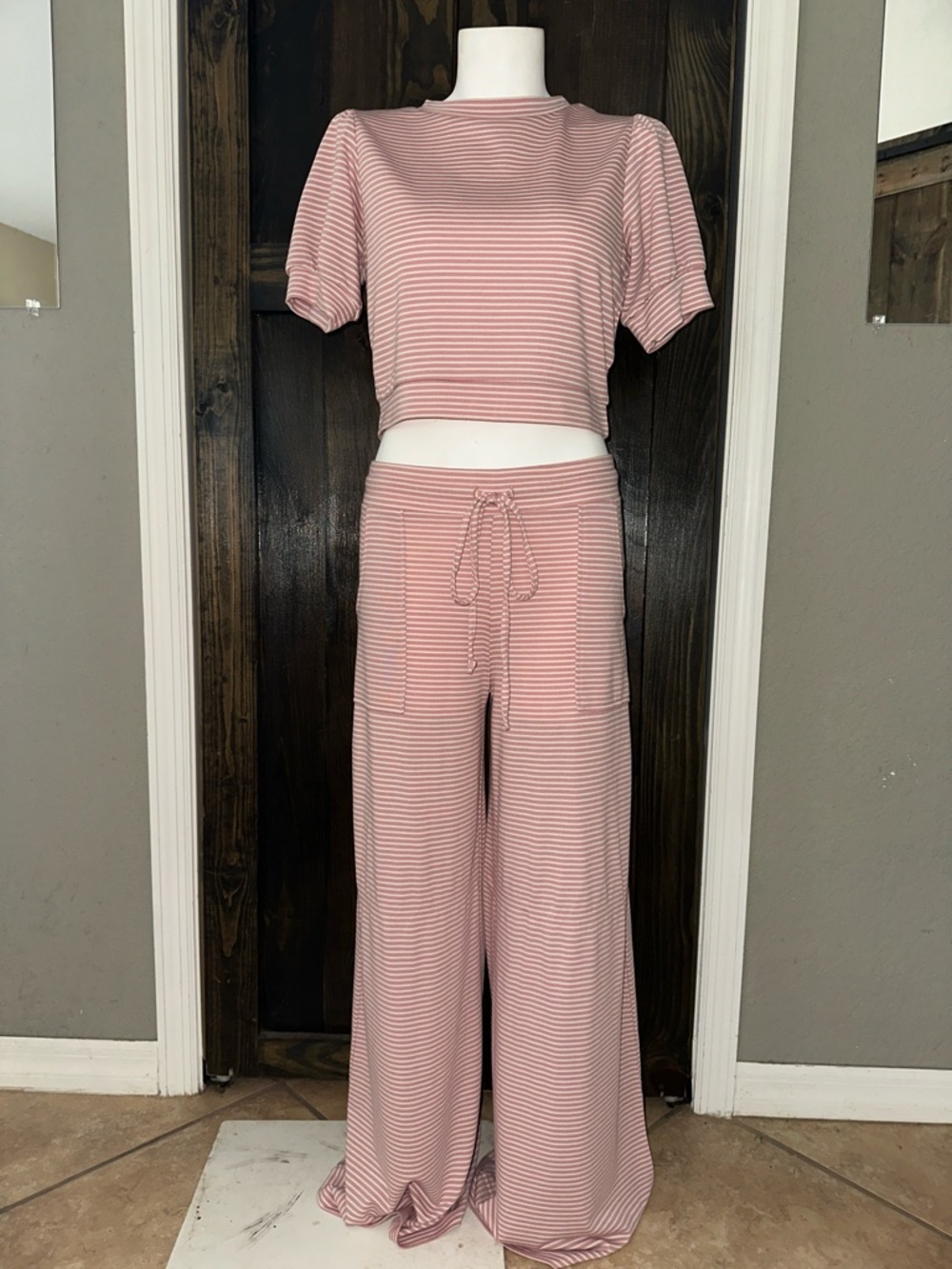 NWT - love, Fire Pink Striped TOP ONLY size Small